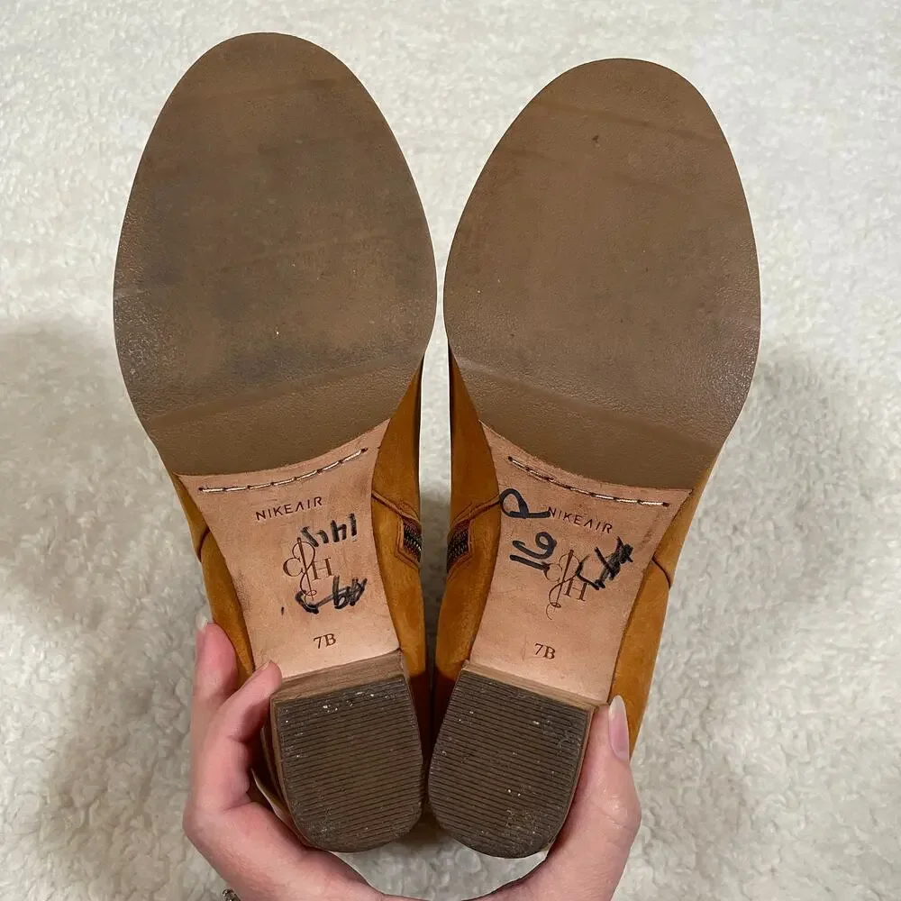 Cole Haan Cassidy Booties Nubuck Leather Orange-camel Stacked Heels Nike‎ Air 7